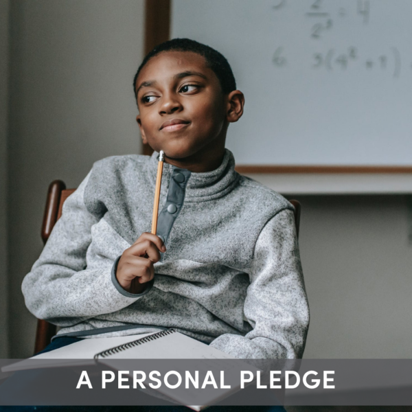 An elementary student completes a Personal Pledge in this SEL Activity.